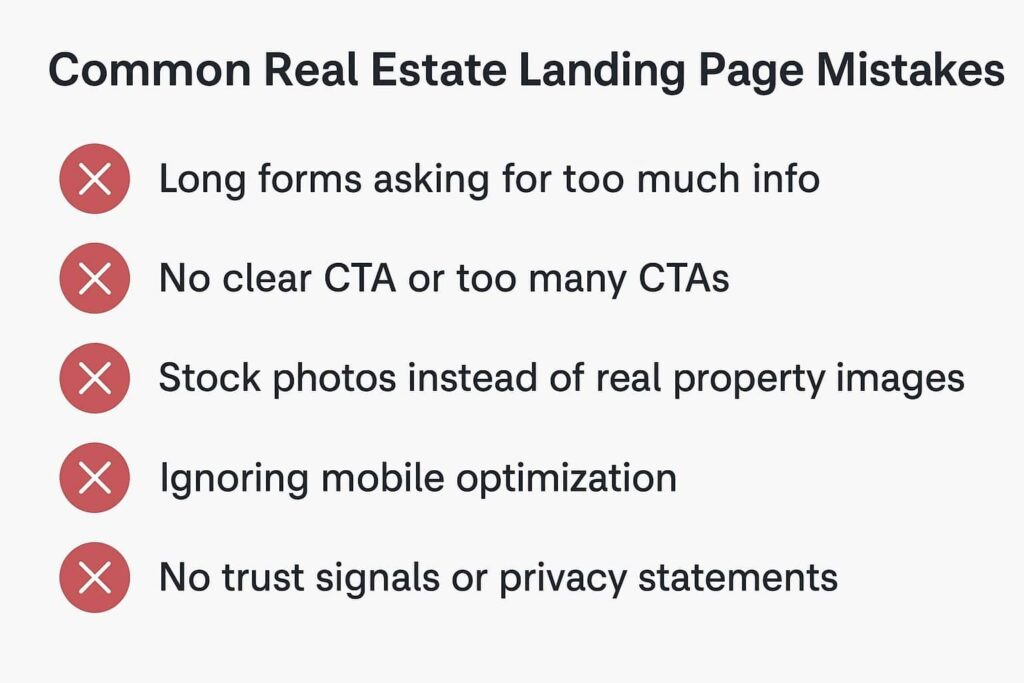 Mistakes to Avoid on Real Estate Landing Pages