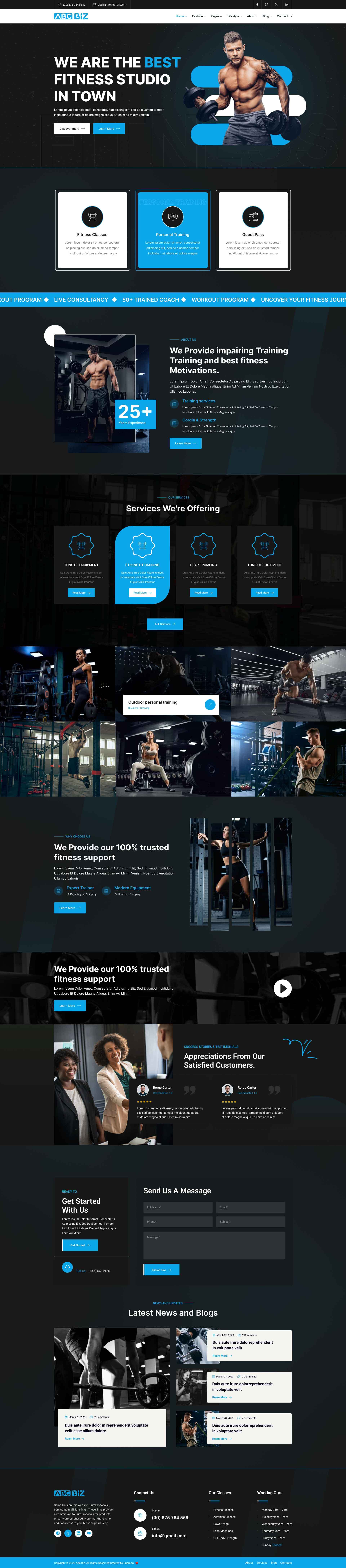 Landing Page Design For Gym With WordPress